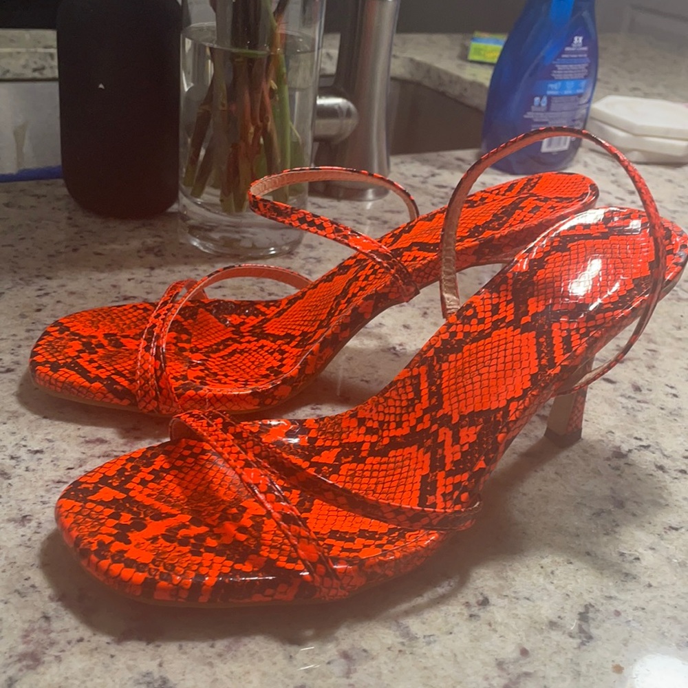 Never worn red snake skin mini heel